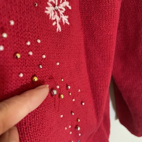 Designers Originals Studio Vintage Womens 2X Christmas Sweater Cardigan Trees - Picture 5 of 7